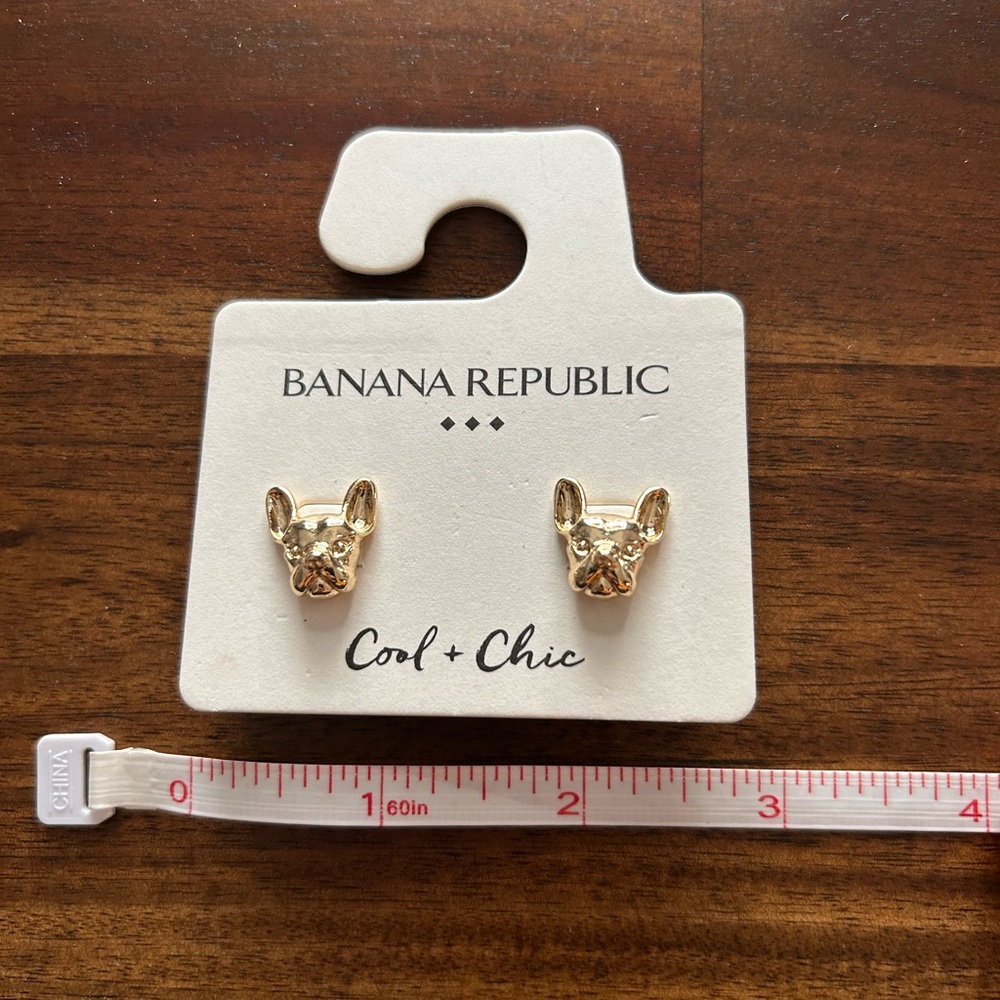 Banana Republic Gold-Tone French Bulldog Stud Earrings